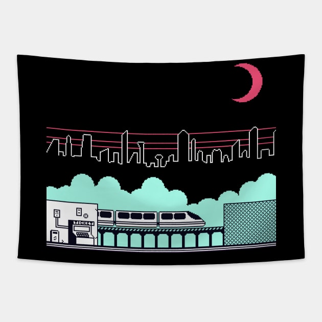 Cyberpunk Train Station Tapestry by Zeatt_