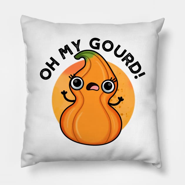 Oh My Gourd Cute Veggie Pun Pillow by punnybone