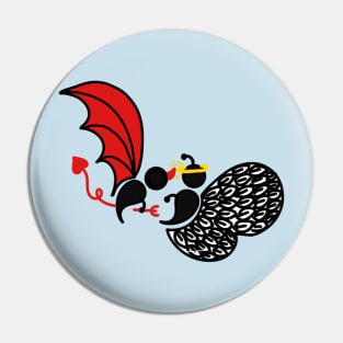 Clashing Angel and Demon Semicolon Butterflies Pin