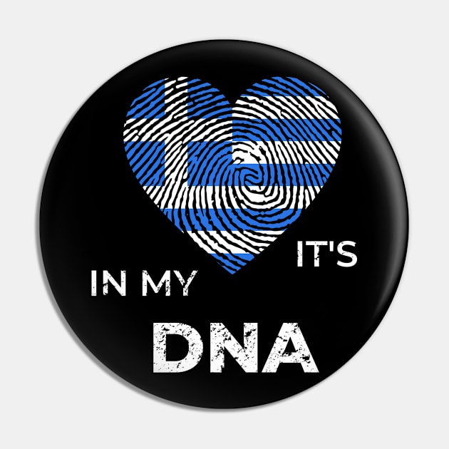 It's In My Dna Greek Flag Greece Genealogy Ancestry Descent Nationality Fingertip Heart Pin by HypeProjecT