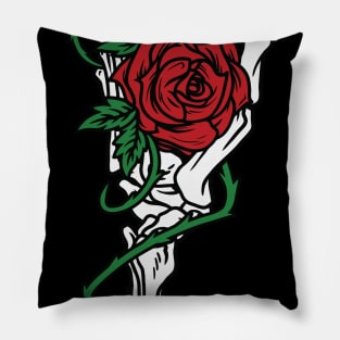 Bone Hand Rose Pillow