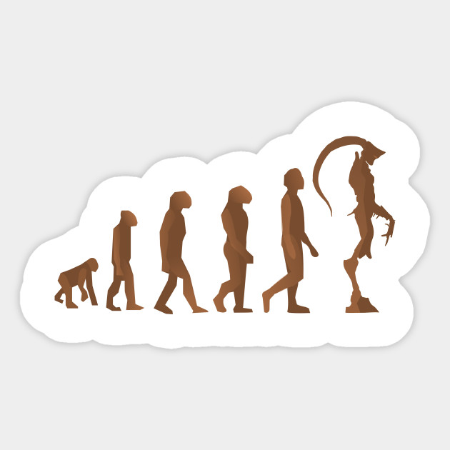 evolution man to alien evolution of man sticker teepublic evolution of man