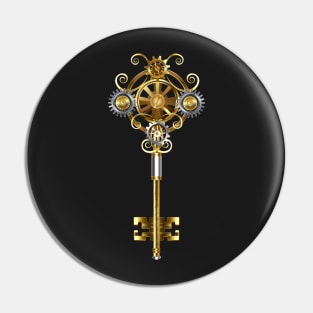 Steampunk key with gears Pin