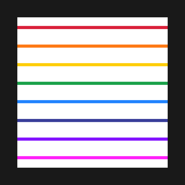 White and rainbow stripes - horizontal narrow by bettyretro