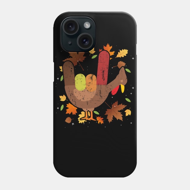 American Sign Language I Love You Thanksgiving Turkey Phone Case by threefngrs