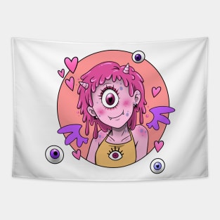 Monster Cyclops Girl with Wings Tapestry