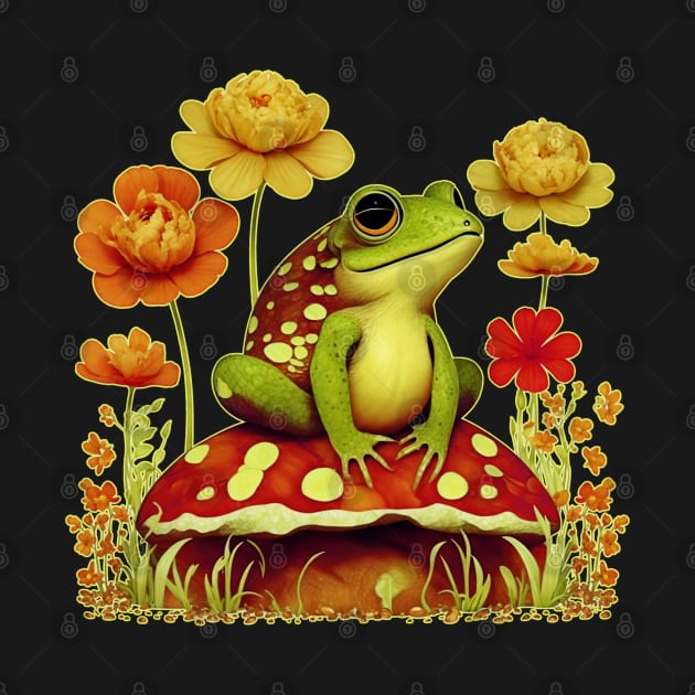 vintage charming boho wildflowers frog cottagecore by masterpiecesai