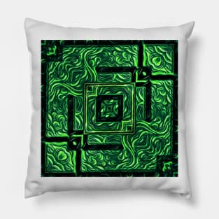 aurora northern lights inspired square format design as puzzle maze Pillow