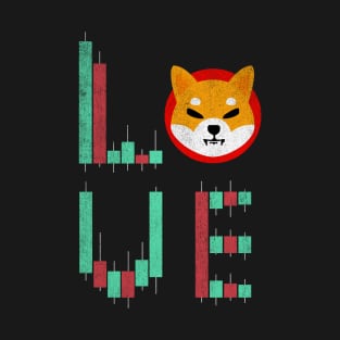 Vintage LOVE Stock Chart Shiba Inu Coin Valentine Shib Army Crypto Token Cryptocurrency Blockchain Wallet Birthday Gift For Men Women Kids T-Shirt