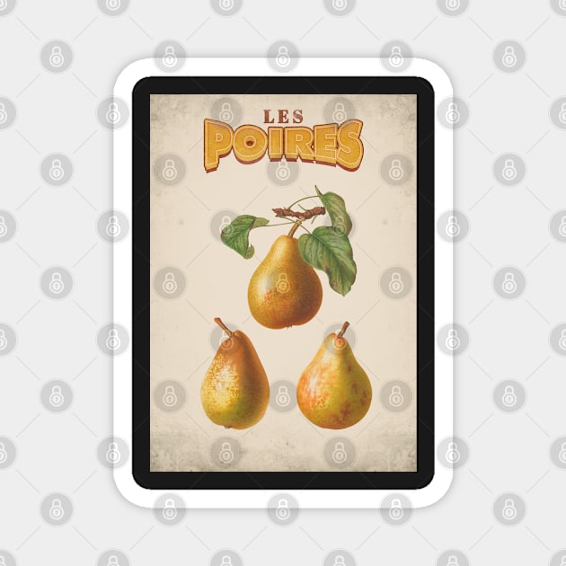 Old fruit poster - Pears - Vintage - retro Magnet by Labonneepoque