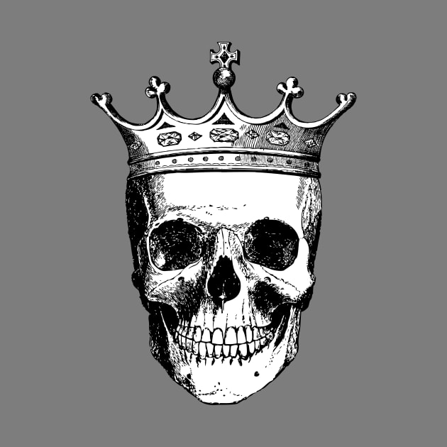 Skull King | Skull with Crown | Skull Wearing a Crown | Vintage Skulls | Black and White | by Eclectic At Heart