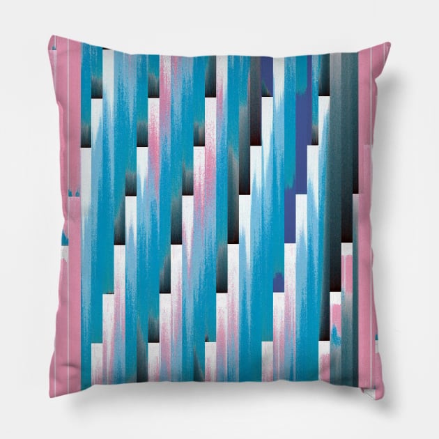 Poolside Sunset Glitch Contemporary Artwork Pillow by DankFutura