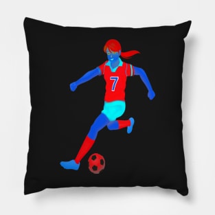 NEON GIRL SOCCER PLAYER Pillow