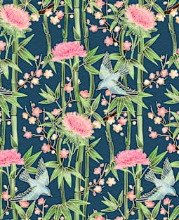 Bamboo, Birds and Blossom - dark teal Magnet