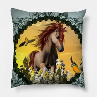 Horse with birds Pillow