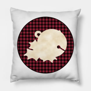 Sleigh bell and mistletoe over a black and red tile pattern Pillow