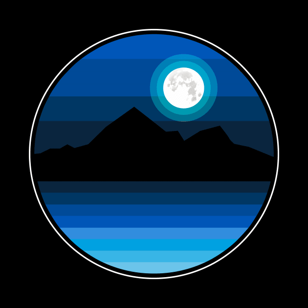 Synthwave Inspired Lakeside Mountain Moonrise by Brobocop