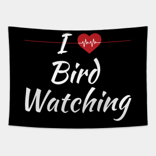 I Love Bird Watching Cute Red Heart Tapestry