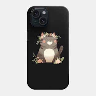 Kawaii Cat and Flowers Phone Case