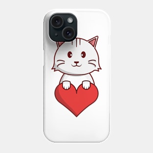 Cute Cat Holding a Heart Phone Case