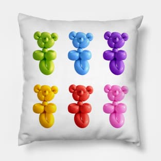 Teddy bear balloons in rainbow candy colors Pillow