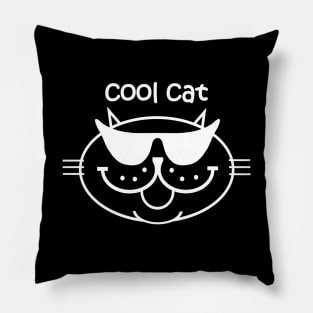 Cool Cat 2 - White Outline Pillow