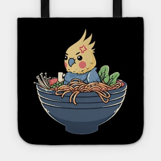 Savorous Songbird: Cockatiel in a Ramen Bowl Tote