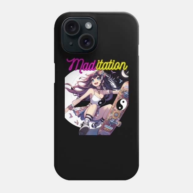 Kawaii, Anime Girl, Maditation Skateboard | Catsie Cat Phone Case by Catsie Cat