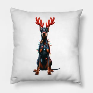 Christmas Red Nose Doberman Pinscher Dog Pillow