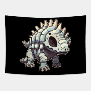 Horrible Chibi Stegosaurus Isometric Dinosaur Skeleton Tapestry