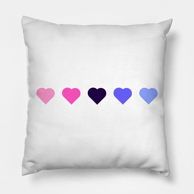 Bi+ Hearts Omnisexual Flag (Solid) Pillow by opalaricious