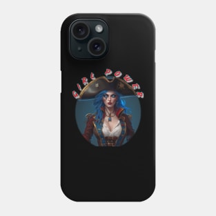 Girl power blue eyed pirate girl Phone Case