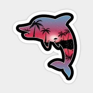 Dolphin Beautiful Sunset Beach Palm Tree Magnet