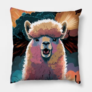 Alpaca Art Funny Llama Explosion Colorful Animals Painting Pillow