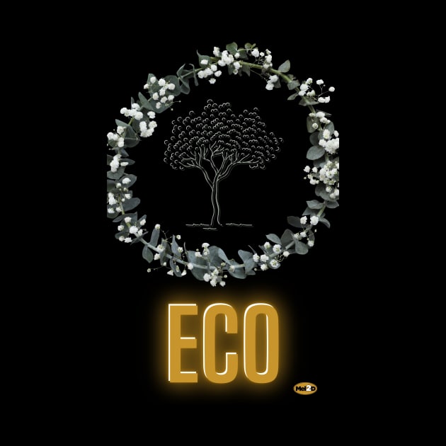 Mel2D - T-Shirt Eco golden and tree white. by Mel2D