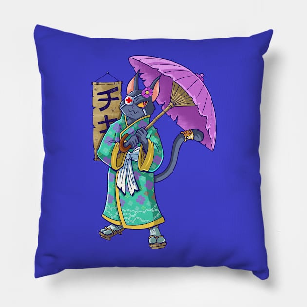 Gueisha cat Pillow by mauchofett