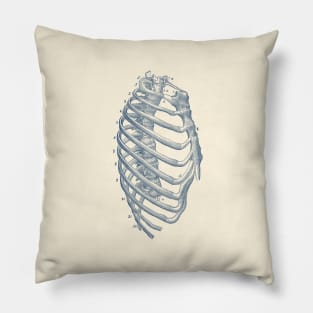 Rib Cage Diagram - Vintage Anatomy Print Pillow