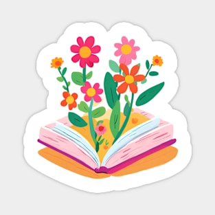 flowers growing from book Magnet