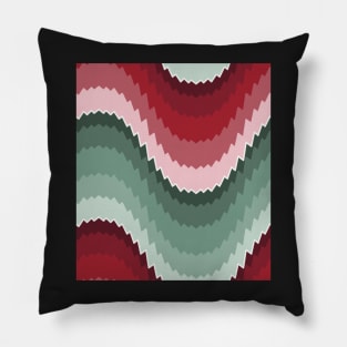 Bargello waves pattern red and green Pillow