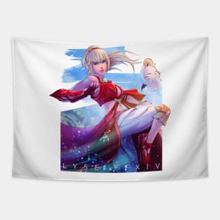 red dress girl blue sky Tapestry