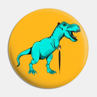 Tea Rex Teal Pin