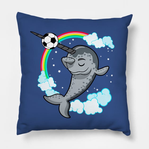 Narwhal Soccer Player Team Mom Coach Sports Cute Pillow by E