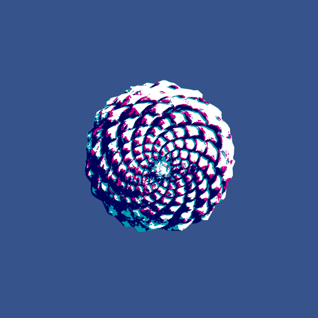 pine cone in aqua, purple and indigo by VrijFormaat