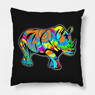 Colorful Rhino Pillow