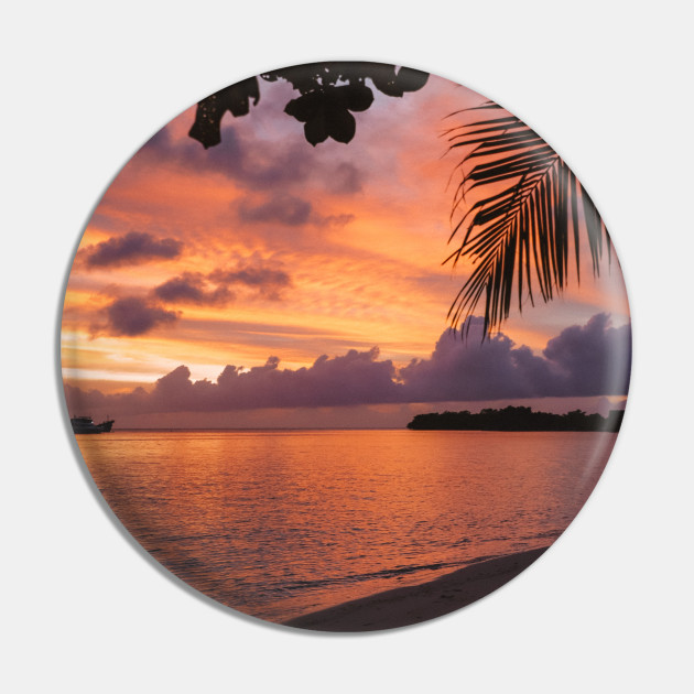Tropical Beach Sunset Sunset Pin Teepublic