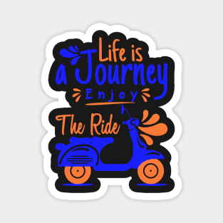 Minimalist Scooter Artwork with Uplifting Message: Life is a Journey, Enjoy the Ride Magnet