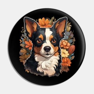 Rat Terrier Dog Flower Pin