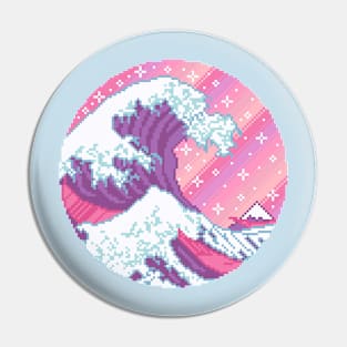 Great Wave Pixel Art Pin