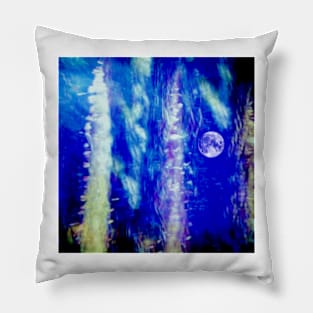 winter moon abstract digital painting Pillow