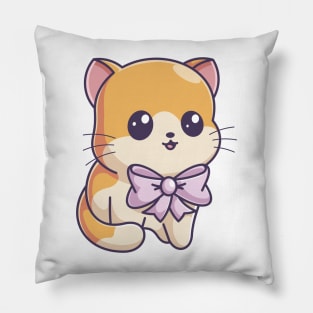 Cute kitten wearing a bow tie Pillow